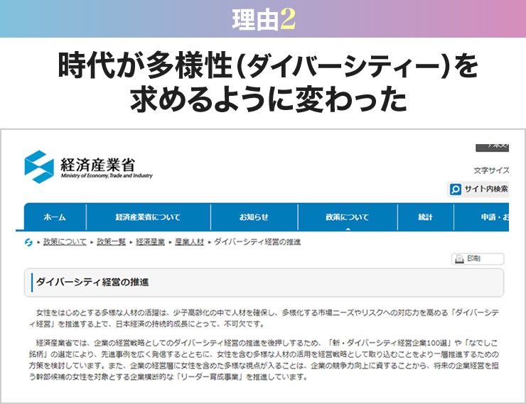 時代が多様性（ダイバーシティー）を求めるように変わった